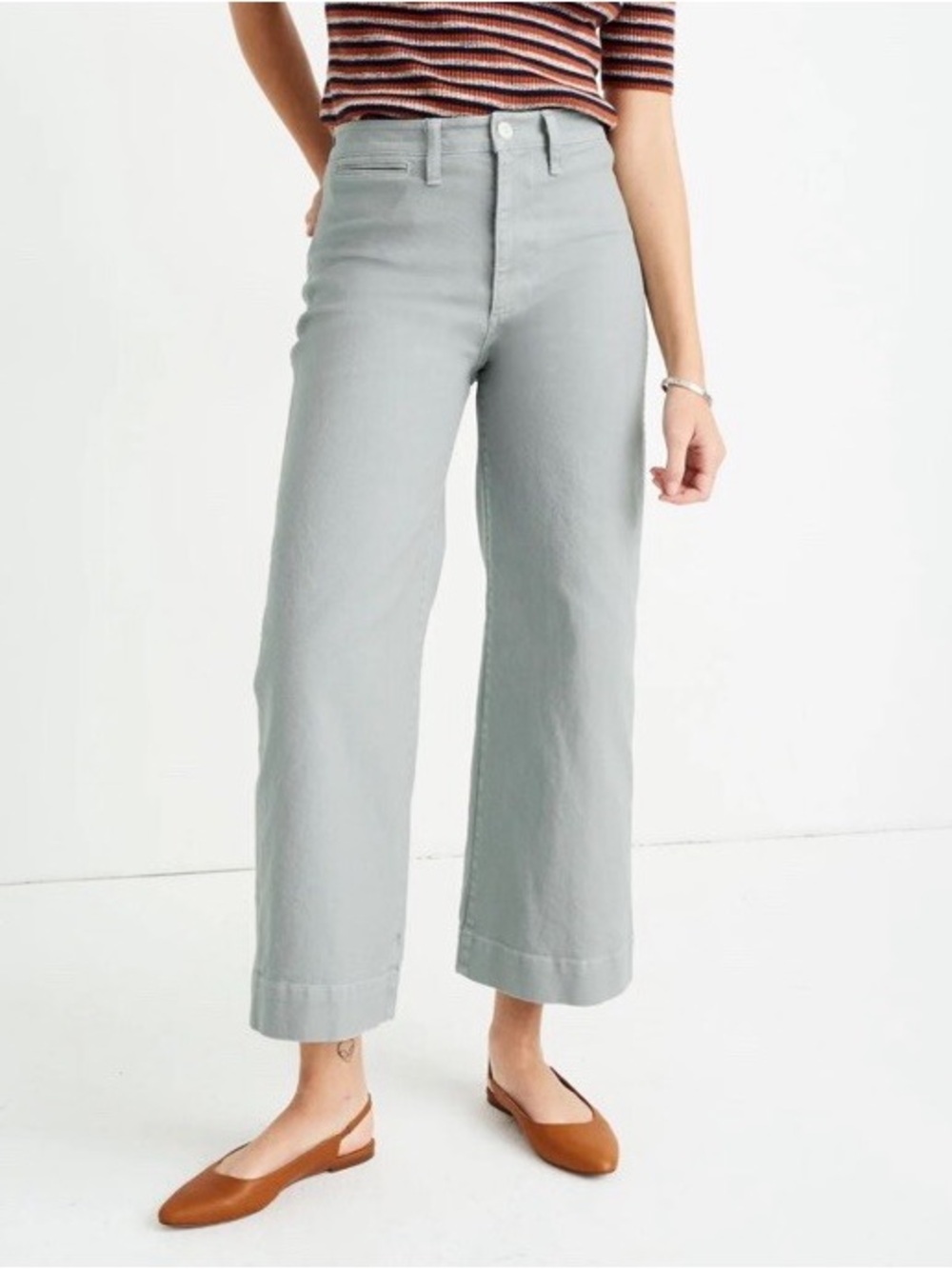 Madewell Slim Emmett Wide-Leg Crop in Blue. Size 30